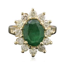 14KT Yellow Gold 2.44 ctw Emerald and Diamond Ring