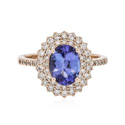 14KT Rose Gold 1.63 ctw Tanzanite and Diamond Ring