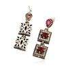 Image 2 : SILVER 8.16 ctw Red Crystal and Cubic Zirconia Earrings