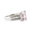 Image 2 : 18KT White Gold 3.15 ctw Kunzite and Diamond Ring