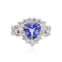 14KT White Gold 2.01 ctw Tanzanite and Diamond Ring