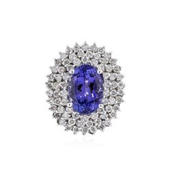 14KT White Gold 4.46 ctw Tanzanite and Diamond Ring