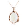 Image 2 : 14KT Rose Gold 15.31 ctw Opal and Diamond Pendant With Chain