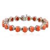 Image 1 : 14KT White Gold 16.34 ctw Pink Coral and Diamond Bracelet