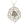 Image 2 : 14KT White Gold Pearl and Diamond Pendant with Chain