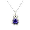 Image 2 : 14KT White Gold 3.84 ctw Tanzanite and Diamond Pendant With Chain