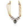 Image 2 : 18KT Yellow Gold Pearl and Diamond Necklace