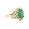 Image 2 : 14KT Yellow Gold 4.03 ctw Emerald and Diamond Ring