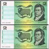 Image 1 : 1972 Phillips/Wheeler QEII Two Dollar Consecutive Pair