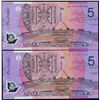 Image 1 : 2002 Macfarlane/Henry 1st and Last Prefix Five Dollar Notes