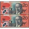 Image 1 : 1994 Evans/Fraser QEII Twenty Dollar Consecutive Pair