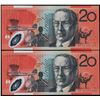 Image 1 : 2002 Macfarlane/Henry AA 02 1st Prefix Twenty Dollar Consecutive Pair