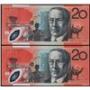 Image 1 : 2002 Macfarlane/Henry 1st Prefix and Last Prefix Twenty Dollar Notes