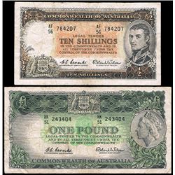 QEII Reserve Bank Ten Shilling and One Pound Notes