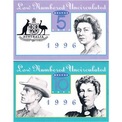1996 Australian Banknote Set - Deluxe Low Numbered Uncirculated
