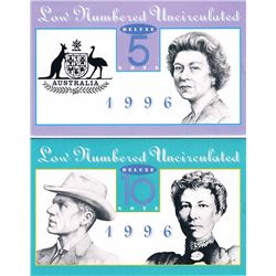 1996 Australian Banknote Set - Deluxe Low Numbered Uncirculated