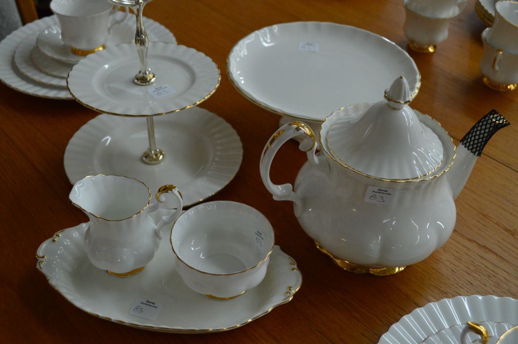 Royal Albert Val D&rsquo;or china including tea pot, cream and sugar with