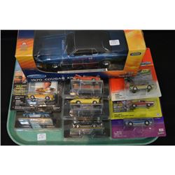 Selection of collectible die-cast cars including  1:18th scale 1970 Cougar XR7 and American Muscle c