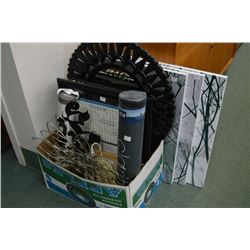 Selection of showhome decor including canvas prints, wall mirror, exercise mat etc.