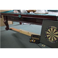 Instant Games room including Dufferin oak framed antique style, three piece slate pool table with cu
