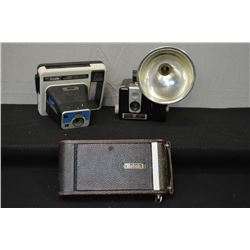 Selection of Cameras including vintage Brownie Hawkeye with flash, Kodak Instant camera "The Handle"