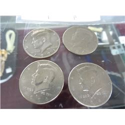 4-Kennedy Half Dollars