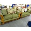 Image 1 : Wood Trim Palm Accent Sofa, Loveseat, Chair Set