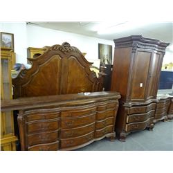 Ornate King Bedroom Set- Bed/Dresser/Armoir/Nightstand