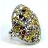 Image 2 : NATURAL CEYLONG MIX SAPPHIRE 11.75CT / DIAMOND 0.63CT / 14K WHITE GOLD RING 17.04GRAM