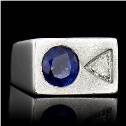 ONE TRILLION CUT DIAMOND 0.60CT, ONE NATURAL SAPPHIRE 1.50CT