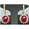 Image 1 : Cabochon Ruby  12.90 ctw Diamond Dangle Earring 14KYG