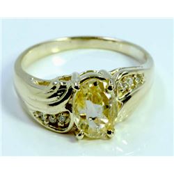 Natural Yellow Ceylon  Sapphire 1.44ct / Diamond 0.03ct / 14K Yellow Gold Ring 2.86gram