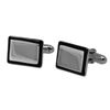 Image 1 : Sterling Silver & Black Enamel Cuff Links (Rectangle)