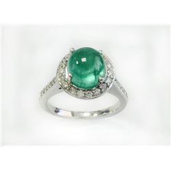 EMERALD RD CAB 3.10CT, 14K W/G RING 4.79GGRAM / DIAMOND 0.54CT