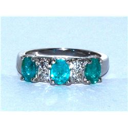 Paraiba Tourmaline  1.14 ctw Diamond Ring 14KW