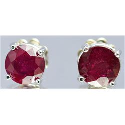 Ruby  3.20ctw  Stud Earrings 14KW