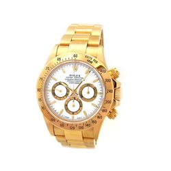 40mm Gents Rolex 18k Yellow Gold Oyster Perpetual Daytona Cosmograph Watch. White Dial. 18k Yellow G