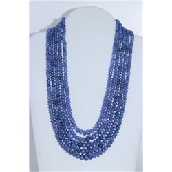 Tanzanite 5 Row Beaded Necklace