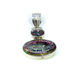 Sterling Silver .925 Mystic Topaz Pendant 12.99g Dim 22x30mm