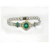 Image 1 : Y.SAPPHIRE 1.52CT / EMERALD 3.09CT CENTER / EMERALD 1.75CT, 14K W/G BRACELET  18.39GRAM / DIAMOND RD