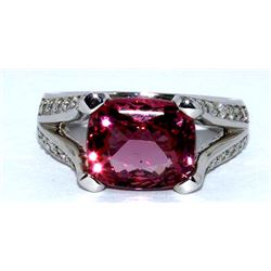 Spinel  4.8 ctw  &  Diamond Ring 14KW