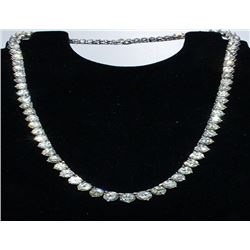 Diamond Tennis Necklace 14k White Gold, over 38.00 ctw Round Yellow and White Diamond