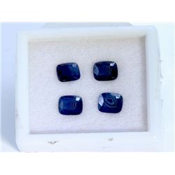 5.46 ct Blue Sapphire Cushion Cut 4Pcs (6.5mm)