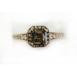 CHOCOLATE DIA CENTER 0.95CT, 14K R/G RING 3.30GRAM / W.DIA RD 0.22CT /C.DIA RD 0.13CT