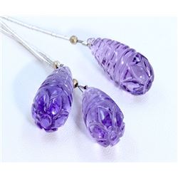 44.44 ct Amethyst Beads 3Pcs