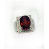 Image 1 : MALAYA GARNET OVAL 6.52CT,  14K W/G RING 11.00GRAM / DIAMOND RD 0.64CT