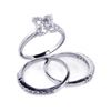 Image 1 : Rhodium Overlay Flower Center Clear CZ Bridal Sterling Silver Ring Set - FSP#bgr00079