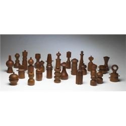 Jens Quistgaard, pepper mills, set of 24, Dansk, Denmark, 1960s, teak, Illustrating nea...