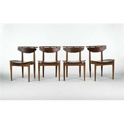 Finn Juhl, dining chairs, set of eight, Bovirke, Denmark, 1953, teak, steel, 20"w x 22....