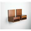 Hans Wegner, nightstands, pair, Gaetama, Denmark, 1960s, teak, black glass, 50.5"w x 13...